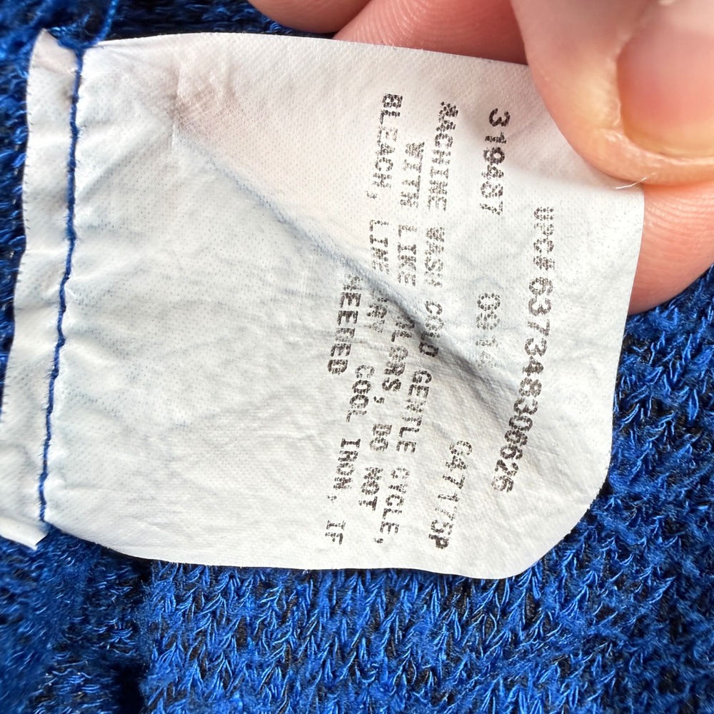 AB Studio Cardigan Women XL Blue Marl Draped Sharkbite Hem Knit Work Minimalist - Picture 4 of 10
